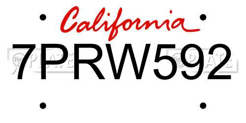 7PRW592 California License Plate