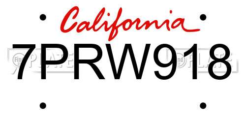 7PRW918 California License Plate