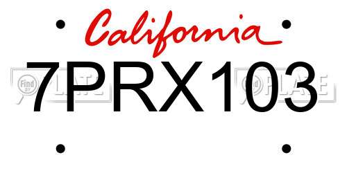 7PRX103 California License Plate