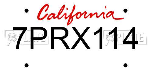 7PRX114 California License Plate