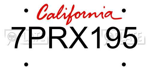 7PRX195 California License Plate