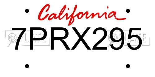 7PRX295 California License Plate