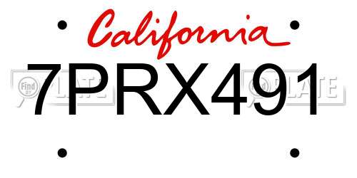 7PRX491 California License Plate