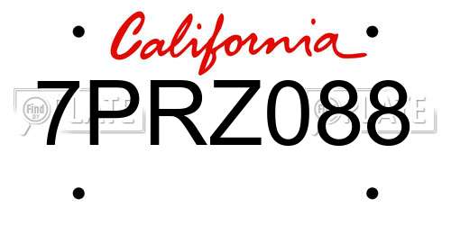 7PRZ088 California License Plate