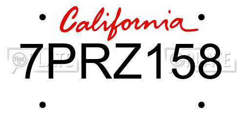7PRZ158 California License Plate