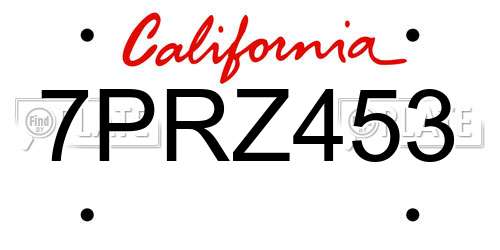 7PRZ453 California License Plate