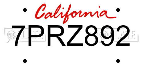 7PRZ892 California License Plate