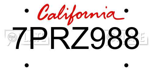 7PRZ988 California License Plate