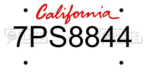 7PS8844 California License Plate