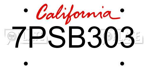 7PSB303 California License Plate