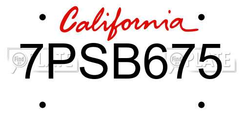 7PSB675 California License Plate