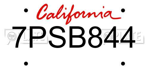 7PSB844 California License Plate