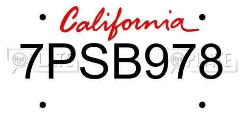 7PSB978 California License Plate