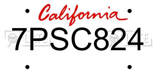 7PSC824 California License Plate