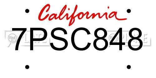 7PSC848 California License Plate