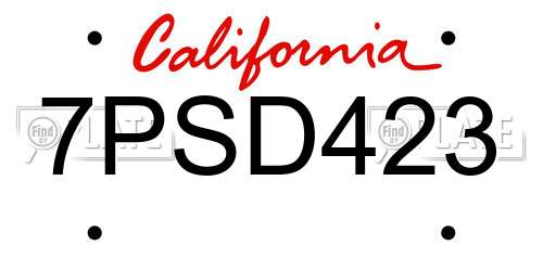 7PSD423 California License Plate