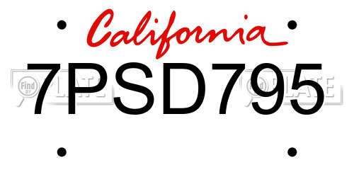 7PSD795 California License Plate