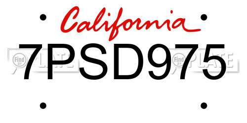7PSD975 California License Plate