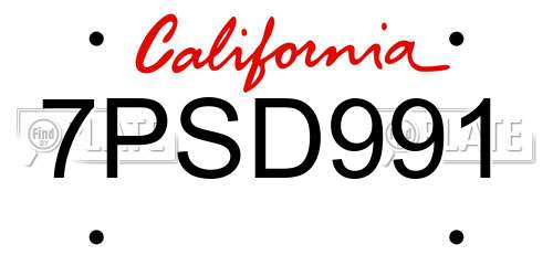 7PSD991 California License Plate