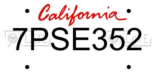 7PSE352 California License Plate