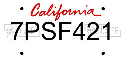 7PSF421 California License Plate