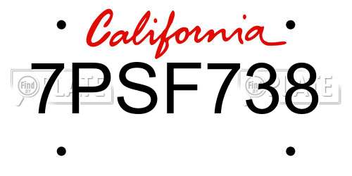 7PSF738 California License Plate