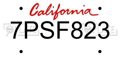 7PSF823 California License Plate