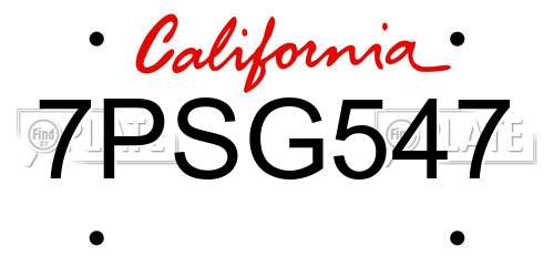 7PSG547 California License Plate