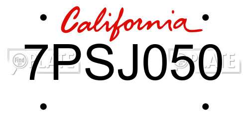 7PSJ050 California License Plate