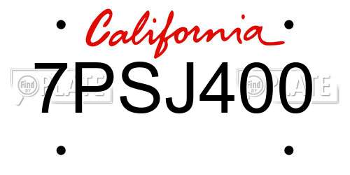 7PSJ400 California License Plate