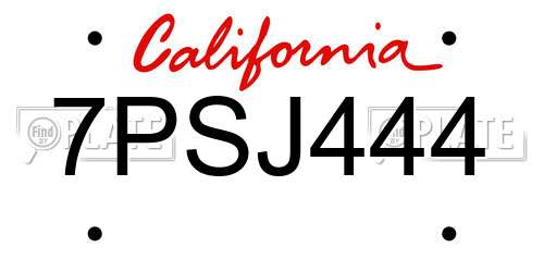 7PSJ444 California License Plate