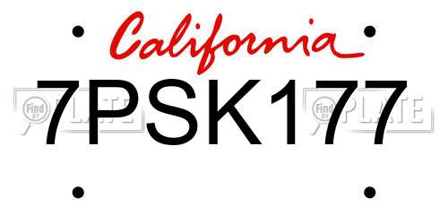 7PSK177 California License Plate