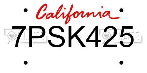 7PSK425 California License Plate