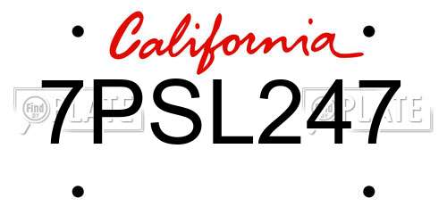 7PSL247 California License Plate
