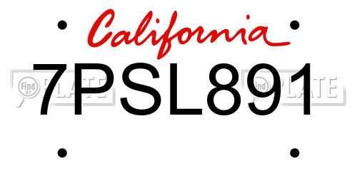 7PSL891 California License Plate