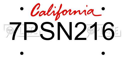 7PSN216 California License Plate