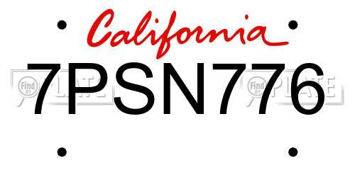 7PSN776 California License Plate