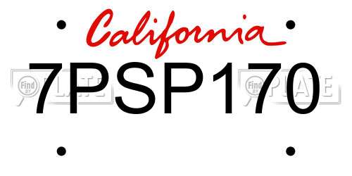 7PSP170 California License Plate