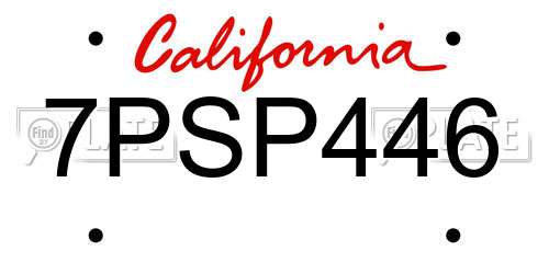 7PSP446 California License Plate