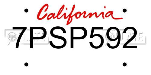7PSP592 California License Plate