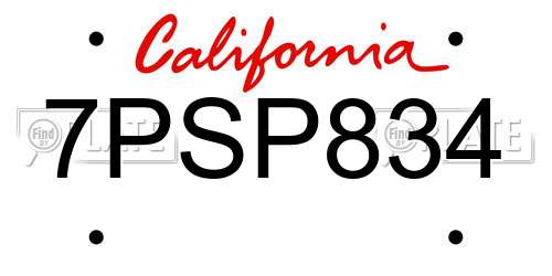 7PSP834 California License Plate
