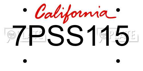 7PSS115 California License Plate