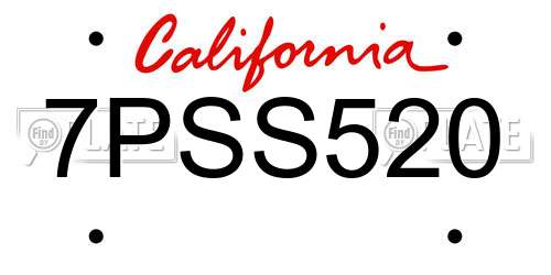 7PSS520 California License Plate