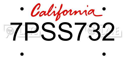7PSS732 California License Plate