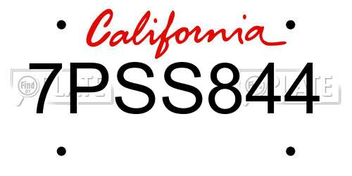 7PSS844 California License Plate