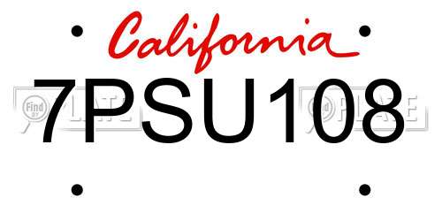 7PSU108 California License Plate