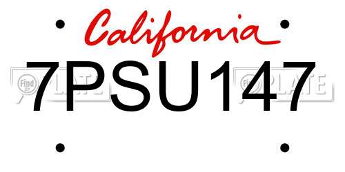 7PSU147 California License Plate