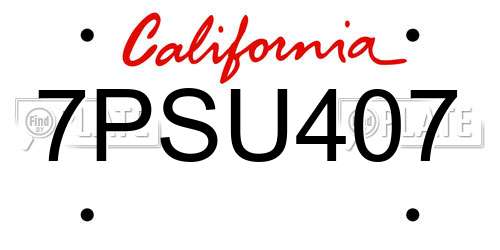 7PSU407 California License Plate