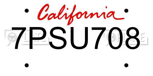 7PSU708 California License Plate