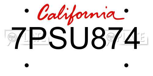 7PSU874 California License Plate